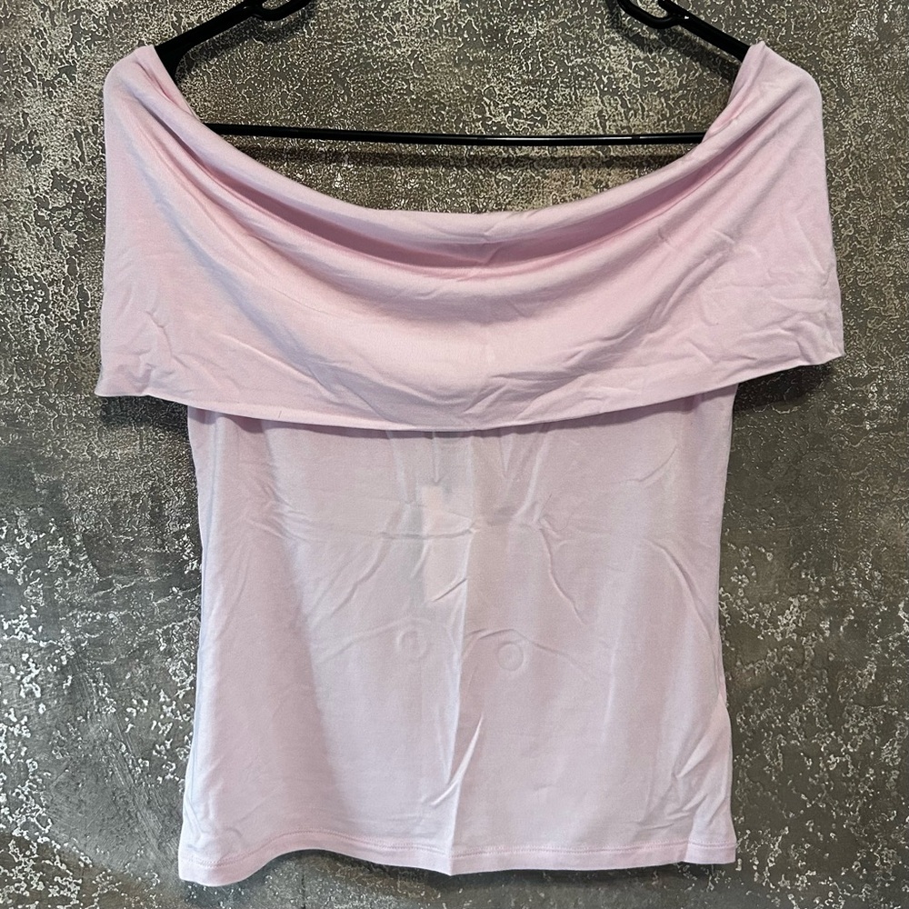 Aritzia Babaton Soft Pink Off-Shoulder Blouse
